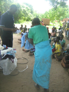 A grnd mother receiving her cloth