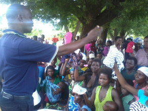 A woman showing her donation to the public